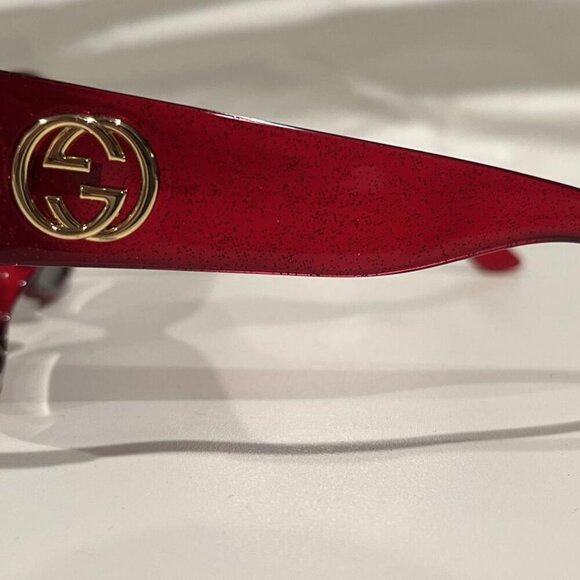 Gucci Glitter Round Frame Sunglasses GG0142SA Red - Picture 8 of 11